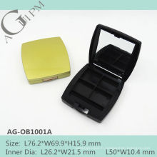 Vide rectangulaire quatre couleurs fard à paupières cas avec miroir AG-OB1001A, AGPM empaquetage cosmétique, couleurs/Logo personnalisé
